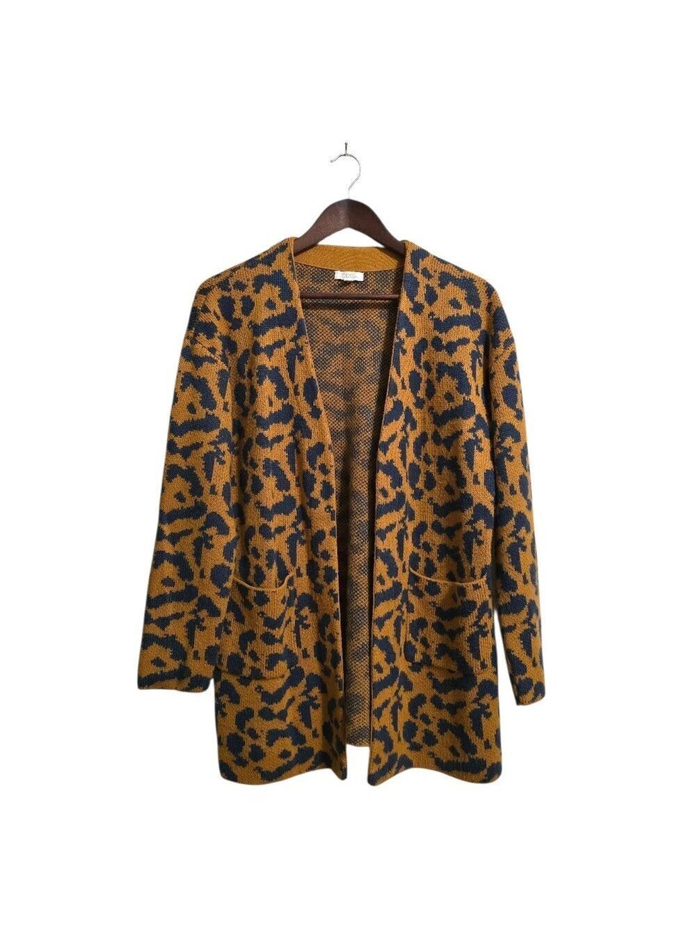 Oddy Animal Print Acrylic Open Front Oversized Cardigan Sz S